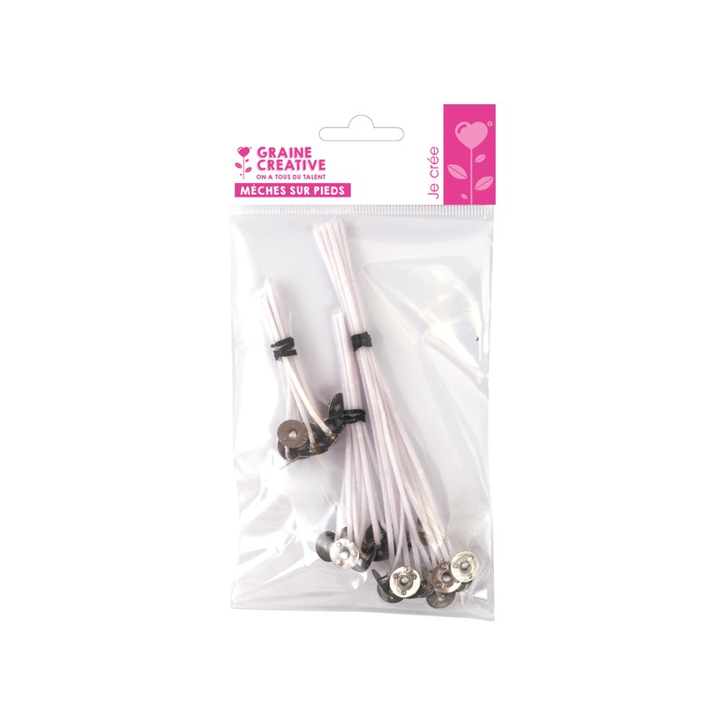 Mèches de bougie sur pieds x30pcs - Assortiment 3 tailles 6/10/15cm