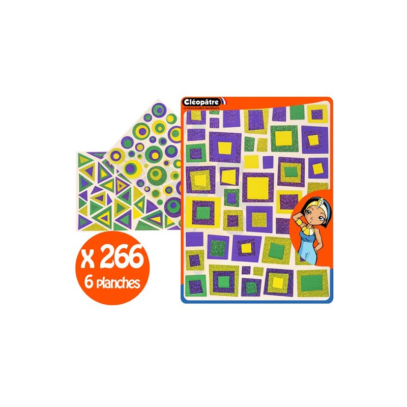 Gommettes artistiques holographiques 3 formes et 2 couleurs x266 pcs