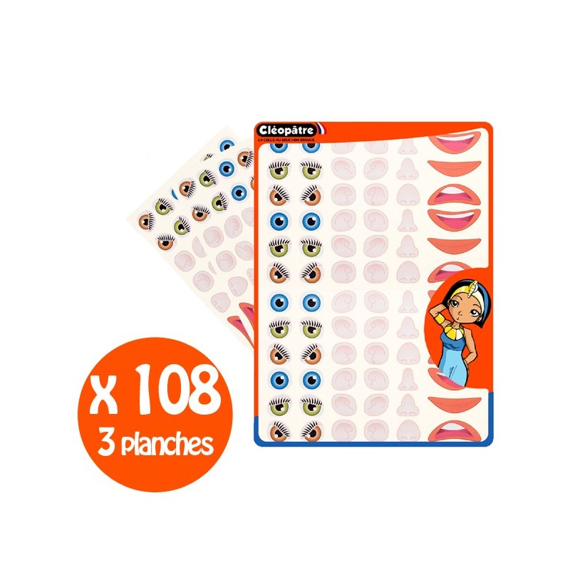 Gommettes Parties du visage x108 pcs