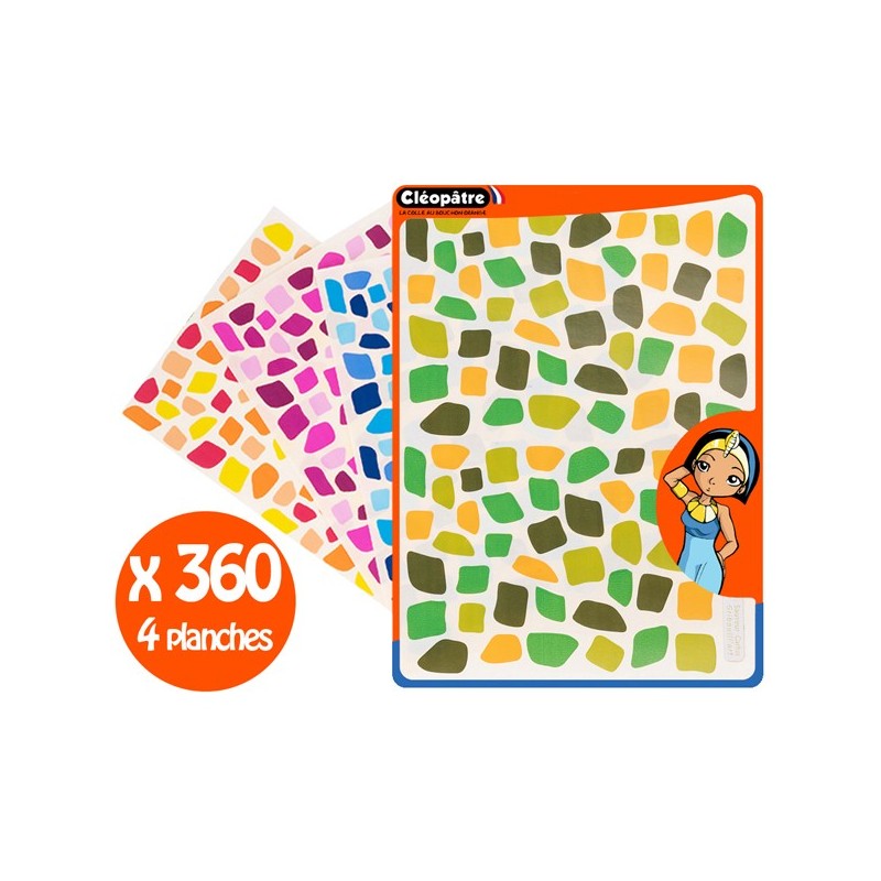 Gommettes Mosaïques 4 camaïeux de couleurs x360 pcs