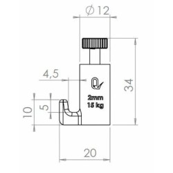 Crochet autobloquant 15 kg pour câble et fil 2 mm