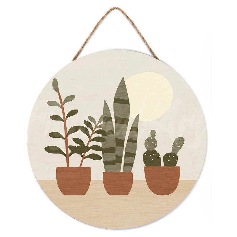 Peinture par numéros "Plantes Grasses" sur disque bois