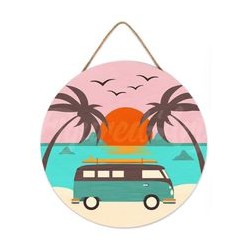 Peinture par numéros "Plage de Malibu" sur disque bois