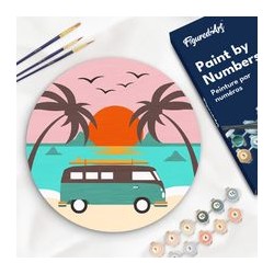Peinture par numéros "Plage de Malibu" sur disque bois