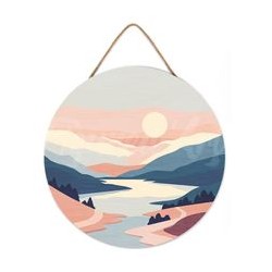 Peinture par numéros "Lever de Soleil Pastel" sur disque bois