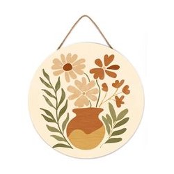 Peinture par numéros "Pot de Fleurs" sur disque bois