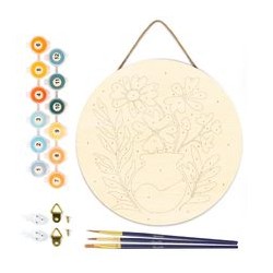 Peinture par numéros "Pot de Fleurs" sur disque bois