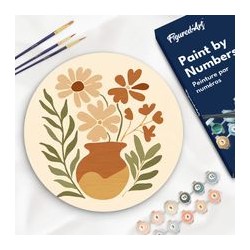 Peinture par numéros "Pot de Fleurs" sur disque bois
