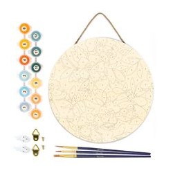 Peinture par numéros "Motif Floral" sur disque bois