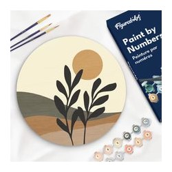 Peinture par numéros "Paysage et Plante" sur disque bois