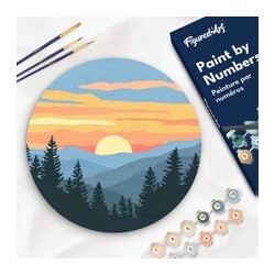 Peinture par numéros "Forêt de Pins" sur disque bois