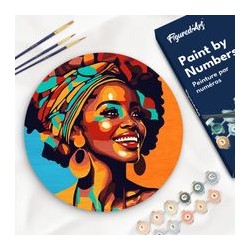 Peinture par numéros "Reine Africaine Pop Art" sur disque bois