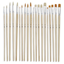 Pochette de 20 pinceaux à manche long en synthétique et soies beau blanc