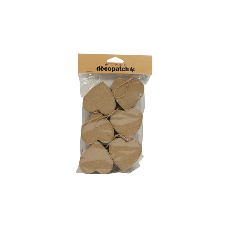 Set de 6 boîtes à dragées Coeur en papier maché - 65x65x30mm