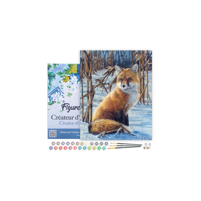 Peinture par numéros Renard dans la neige sur châssis 40x50 cm