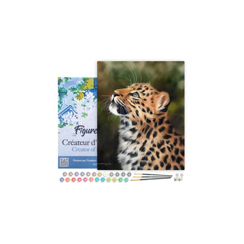 Peinture par numéros Léopard curieux sur châssis 40x50 cm