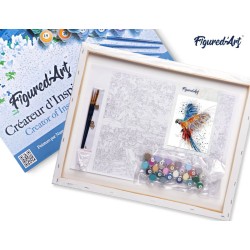 Peinture par numéros Perroquet en plein vol sur châssis 40x50 cm