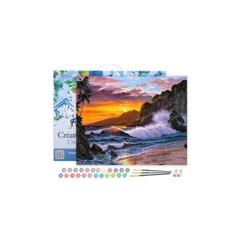 Peinture par numéros Falaise et Vagues sur châssis 40x50 cm