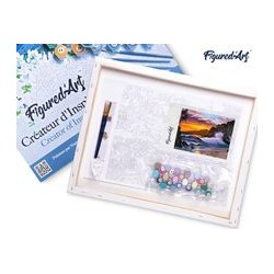 Peinture par numéros Falaise et Vagues sur châssis 40x50 cm