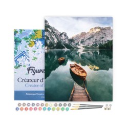 Peinture par numéros Barque et lac de montagne sur châssis 40x50 cm