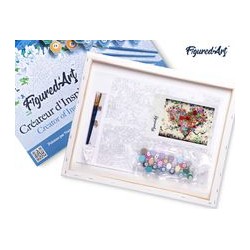 Peinture par numéros sur chassis 40x50cm - Coeur de fleurs