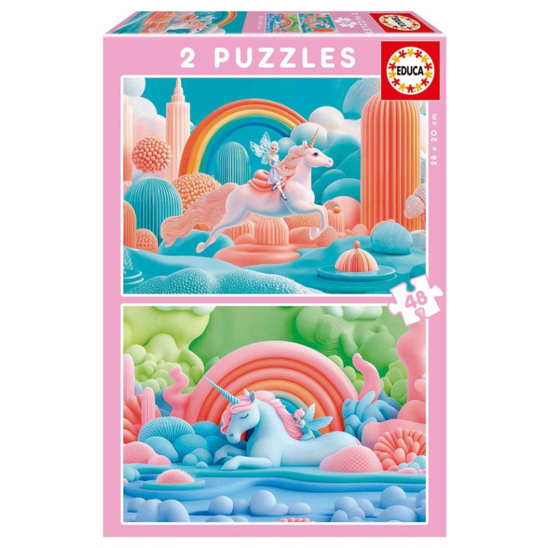 Puzzle Junior 2x48 pièces - Licornes magiques