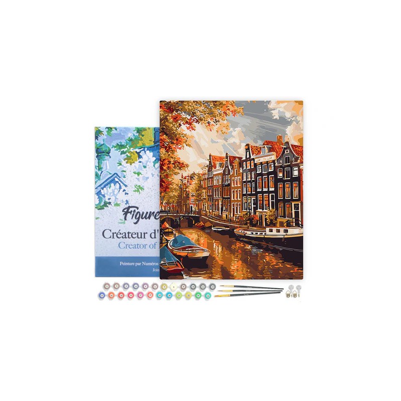 Peinture par numéros Soleil à Amsterdam sur châssis 40x50 cm