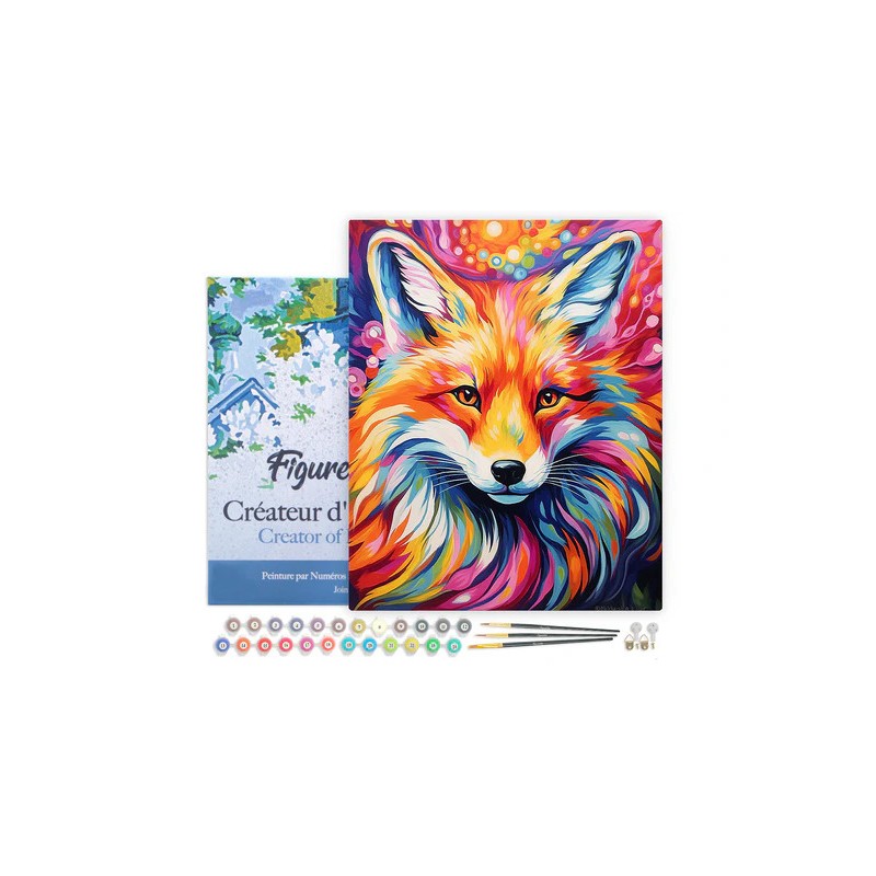 Peinture par numéros Renard coloré abstrait sur châssis 40x50 cm