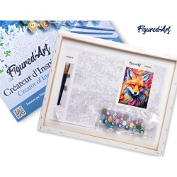 Peinture par numéros Renard coloré abstrait sur châssis 40x50 cm