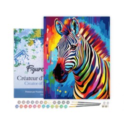 Peinture par numéros Zèbre coloré abstrait sur châssis 40x50 cm