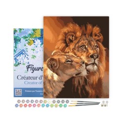 Peinture par numéros Couple lion et lionne sur châssis 40x50 cm