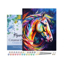 Peinture par numéros Cheval coloré abstrait sur châssis 40x50 cm