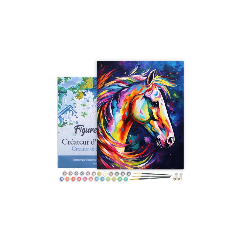 Peinture par numéros Cheval coloré abstrait sur châssis 40x50 cm
