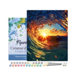 Peinture par numéros Vague et coucher de soleil sur châssis 40x50 cm