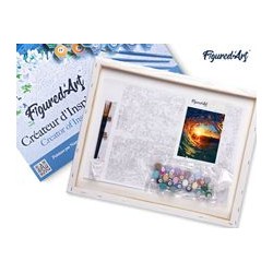 Peinture par numéros Vague et coucher de soleil sur châssis 40x50 cm