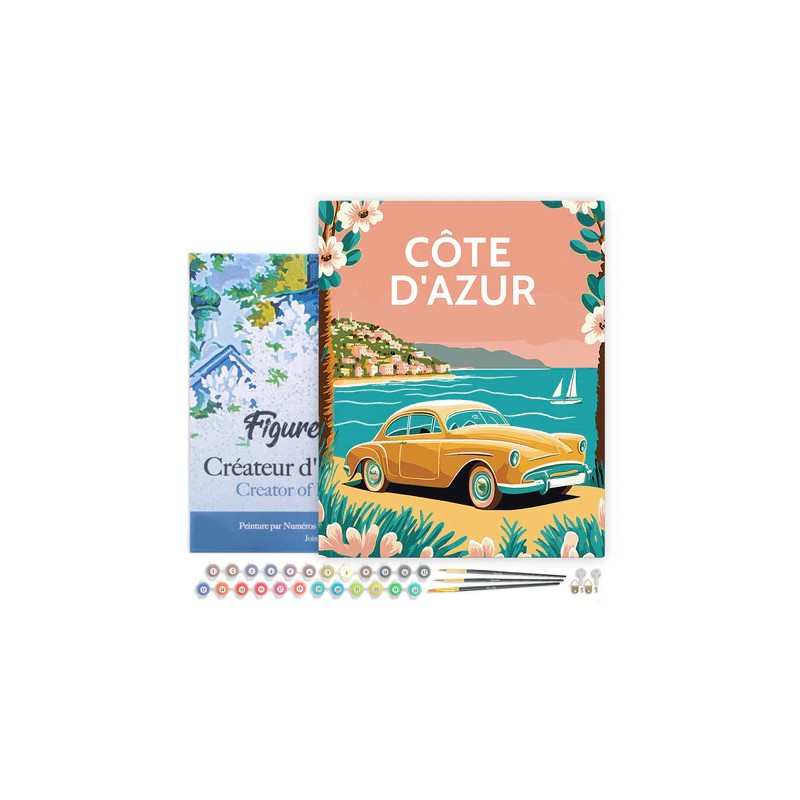 Peinture par numéros Affiche vintage Côte d'Azur sur châssis 40x50 cm
