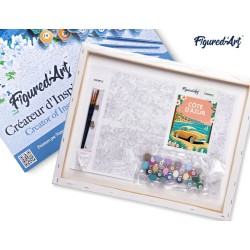 Peinture par numéros Affiche vintage Côte d'Azur sur châssis 40x50 cm