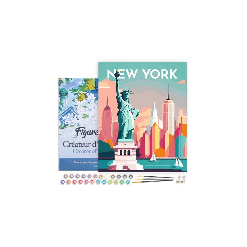 Peinture par numéros Affiche vintage New York sur châssis 40x50 cm