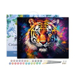 Peinture par numéros Tigre coloré abstrait sur châssis 40x50 cm