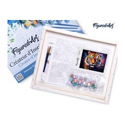 Peinture par numéros Tigre coloré abstrait sur châssis 40x50 cm