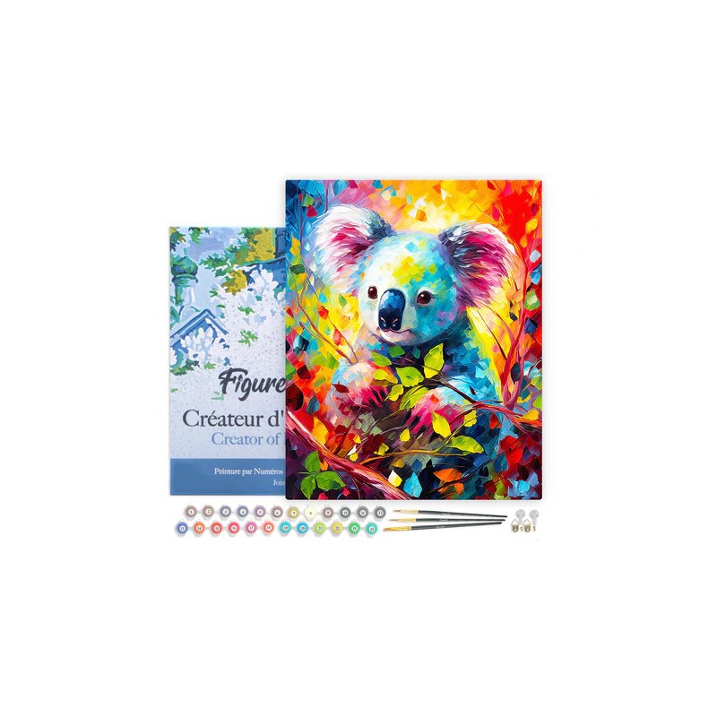 Peinture par numéros Koala coloré Abstrait sur châssis 40x50 cm