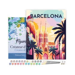 Peinture par numéros Affiche vintage Barcelone sur châssis 40x50 cm