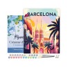 Peinture par numéros Affiche vintage Barcelone sur châssis 40x50 cm