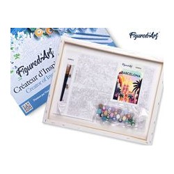 Peinture par numéros Affiche vintage Barcelone sur châssis 40x50 cm