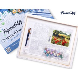 Peinture par numéros sur chassis 40x50cm - Coquelicots champêtres