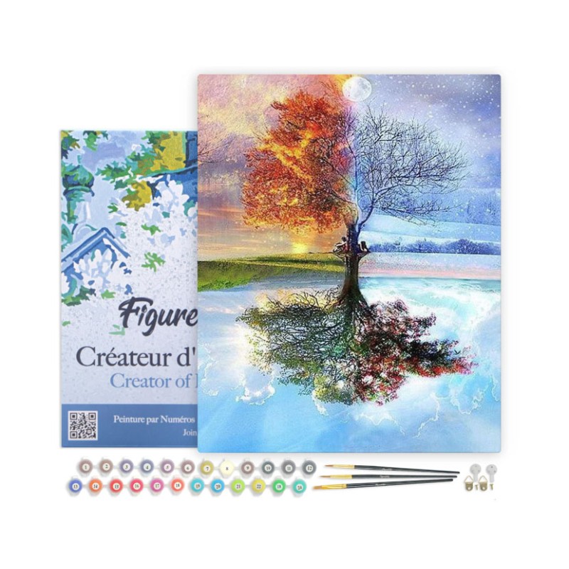 Peinture par numéros sur chassis 40x50cm - Arbre 4 saisons