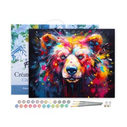 Peinture par numéros Ours coloré abstrait sur châssis 40x50 cm