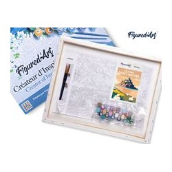 Peinture par numéros Affiche vintage Mont St Michel sur châssis 40x50 cm