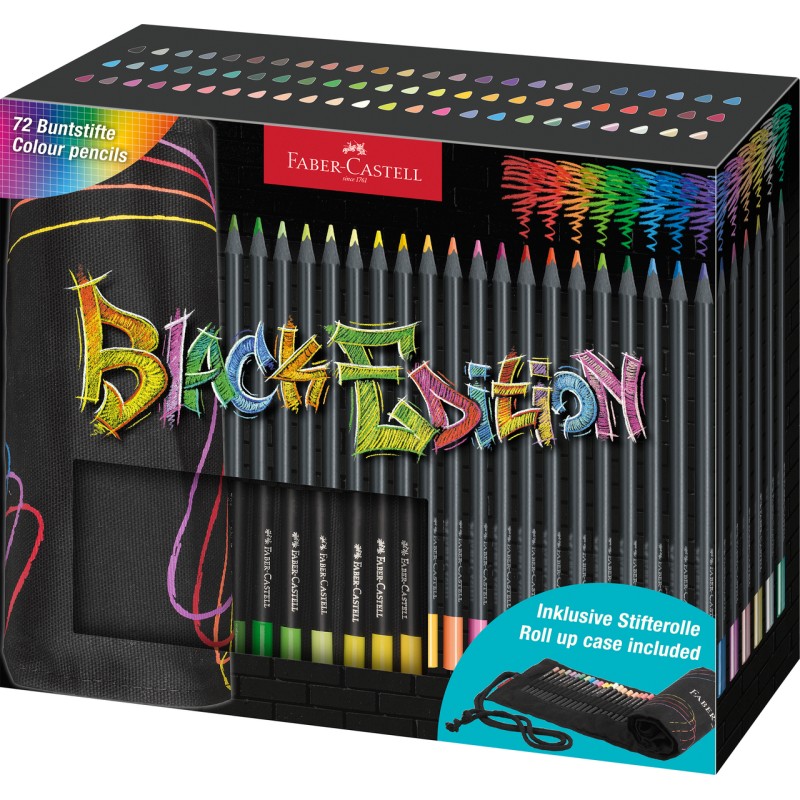 Trousse rouleau de 72 cayons de couleur Black Edition