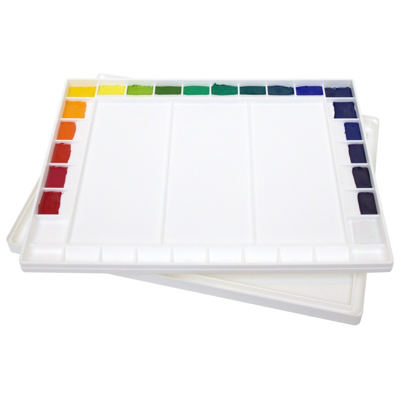 Palette D'aquarelle Avec Couvercle Hermétique - Boîte De Peinture Multi-compartiments 21x10,5 Cm - Pour Aquarelle, Gouache, Acrylique, Huile